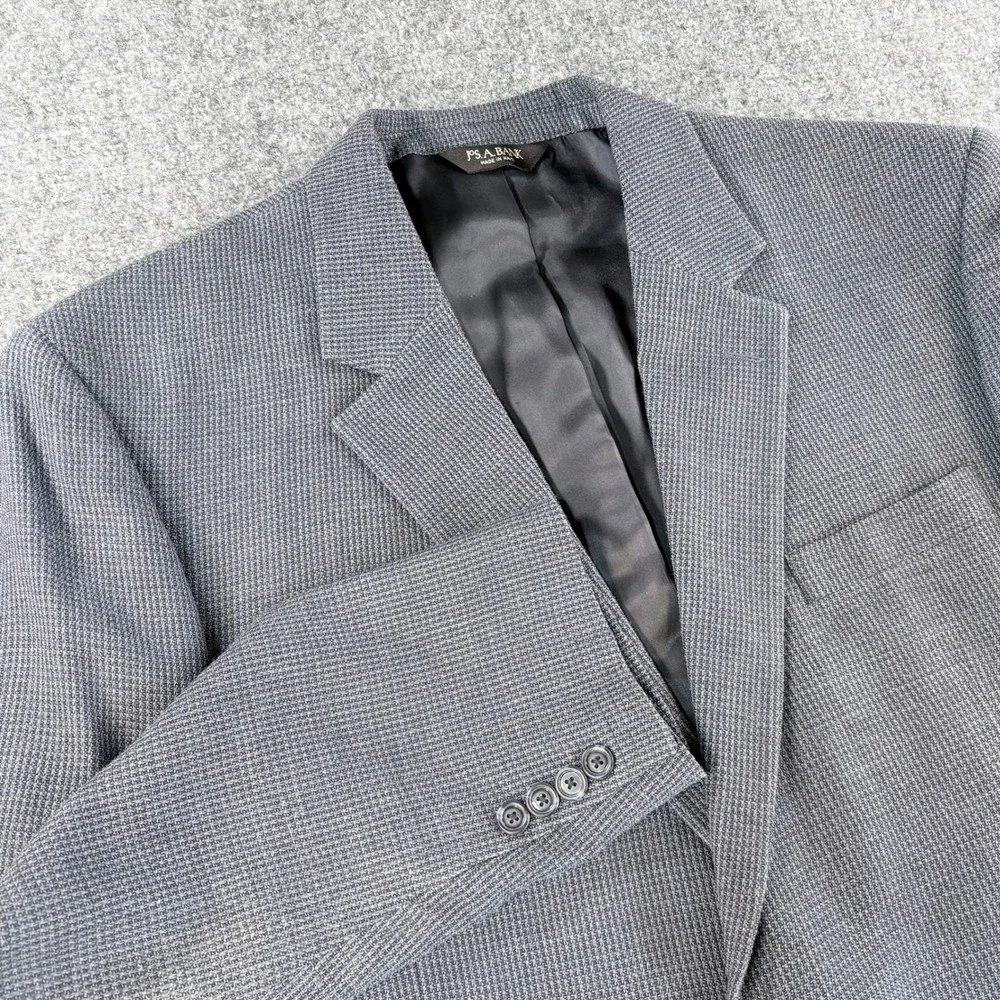 Jos. A. Bank Blazer Mens 46R Gray Silk Wool Blend Two Button Sport Coat 7086